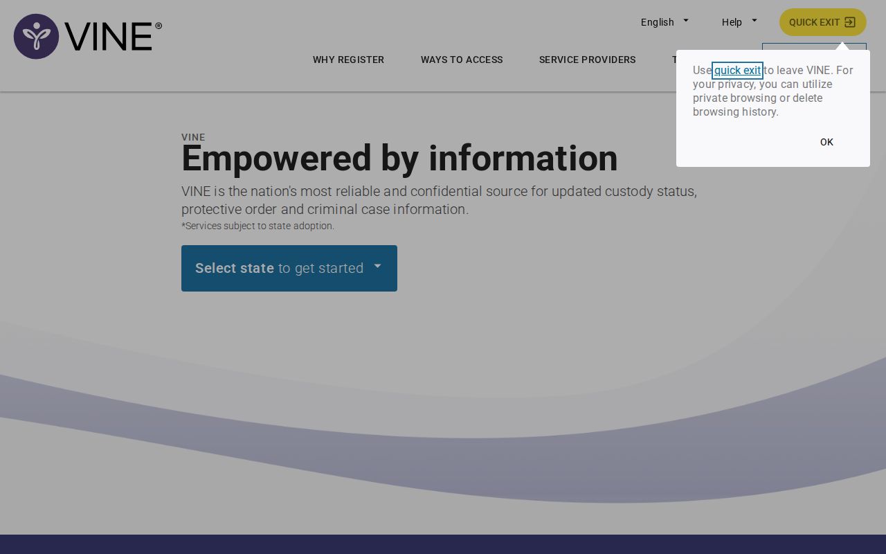 Haskell County VINELink inmate search with Oklahoma selected